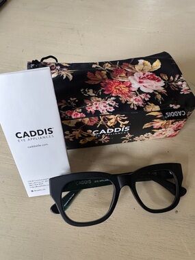 Caddis Black Women's Fashion Glasses with Floral Case